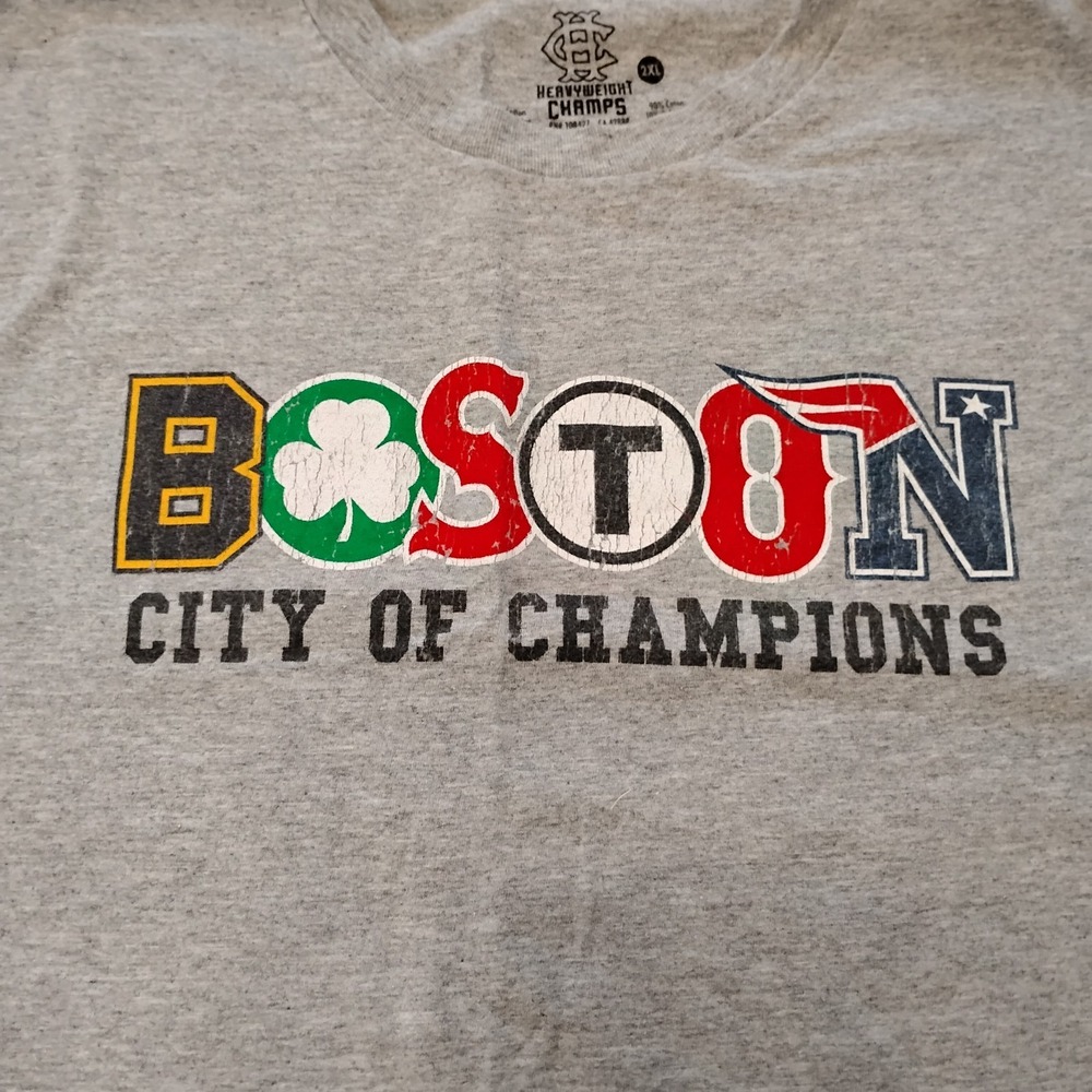 Boston City Of Champions T-Shirt, Men's 2XL Heavyweight Champs Brand